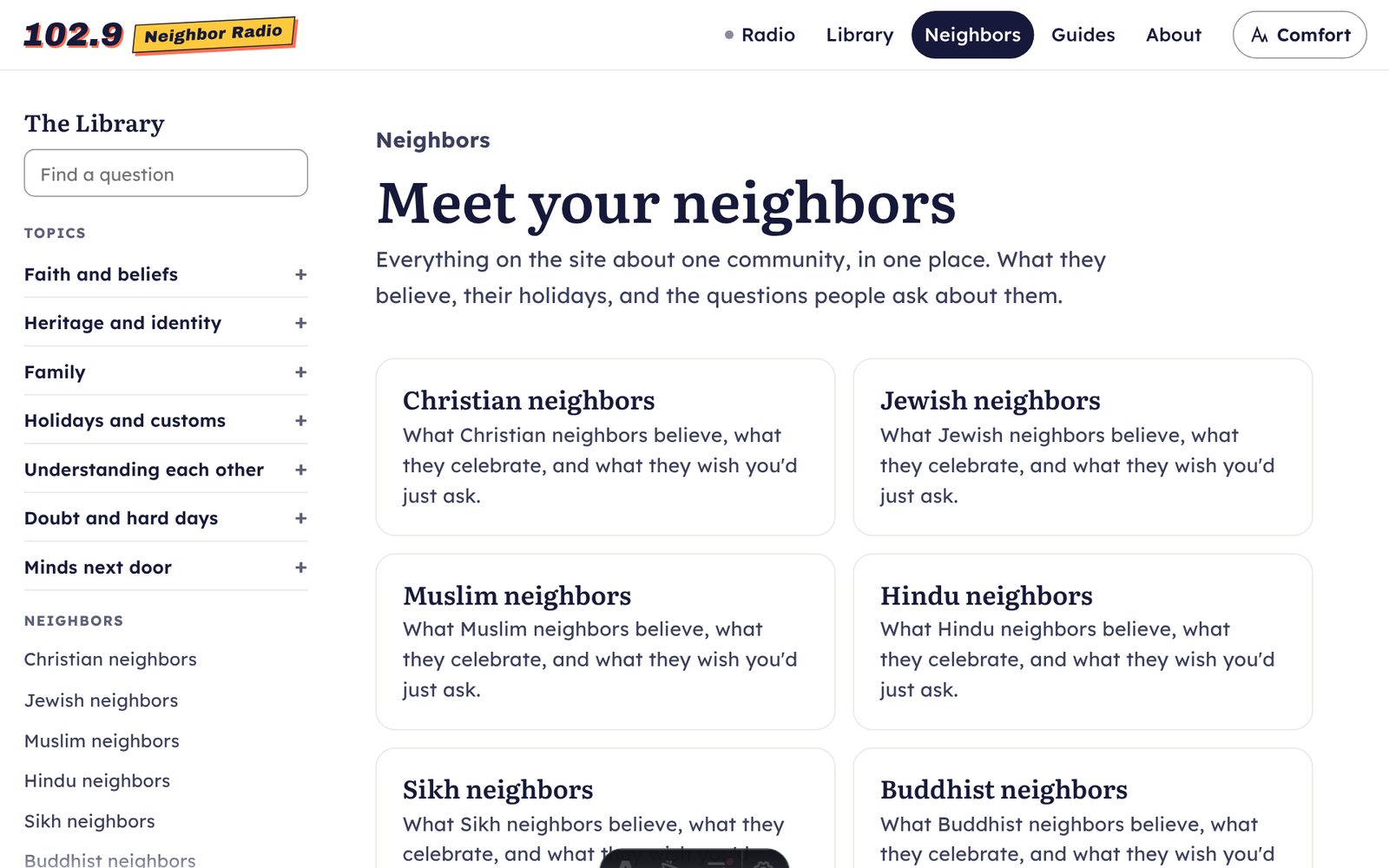A page for each community