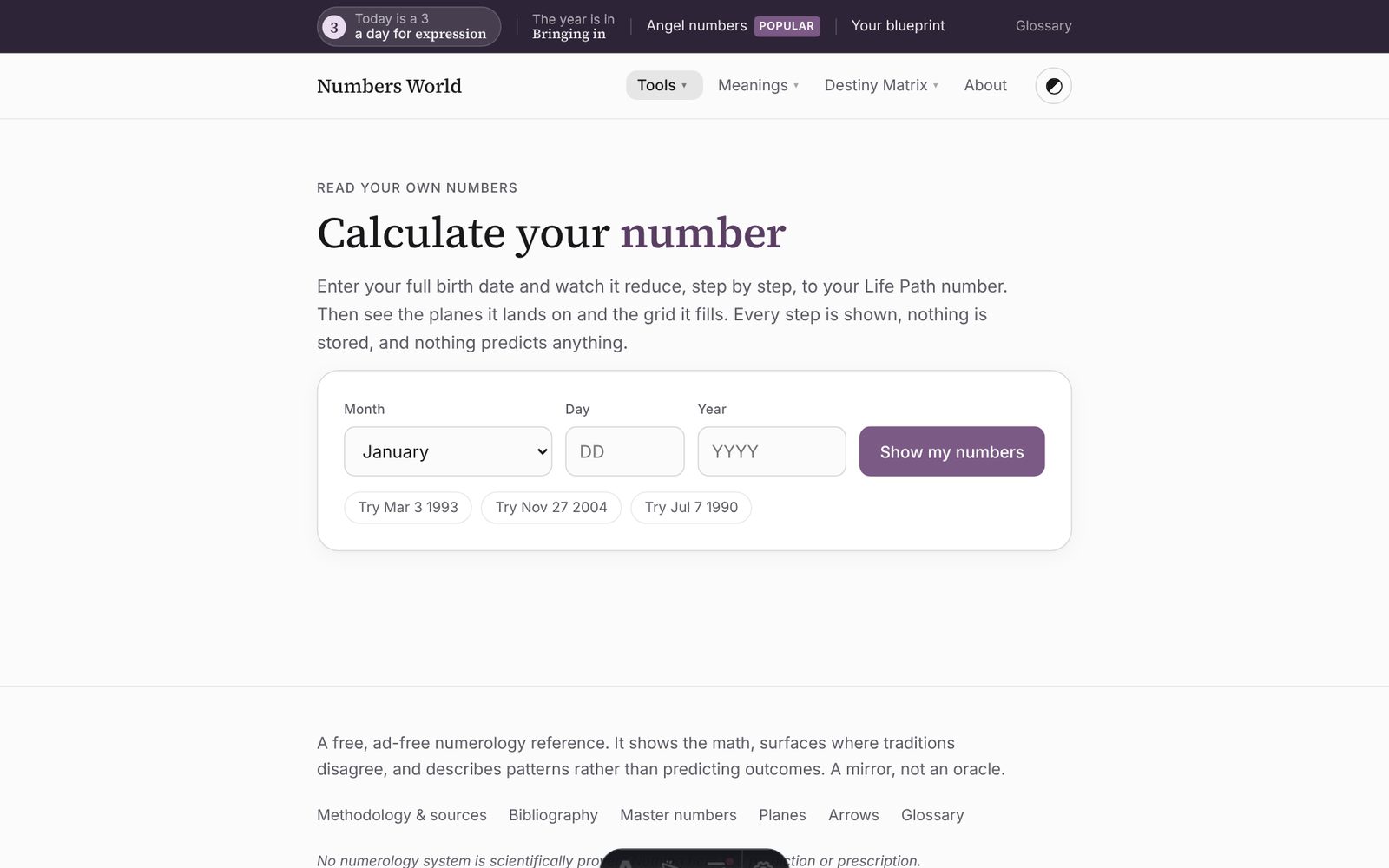 The calculator, with every step of the reduction shown